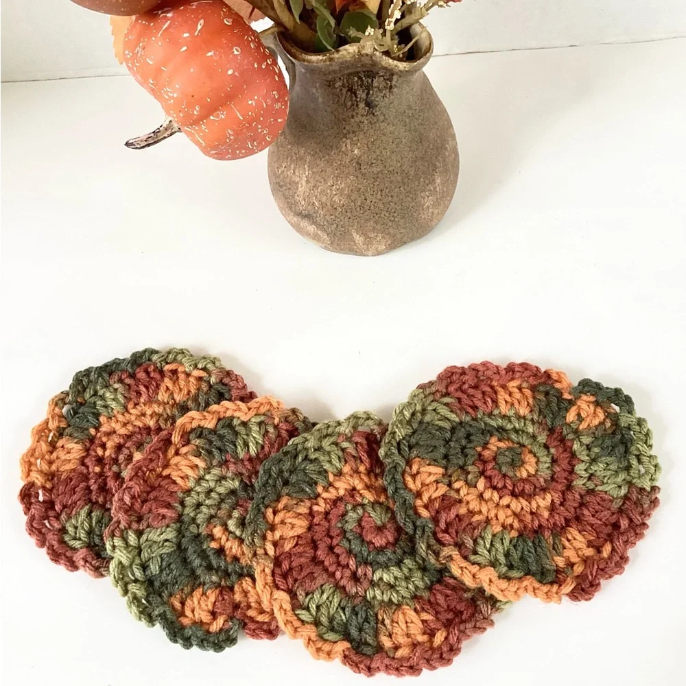 Coasters Hand Crafted Fall Brown Orange Green Rust
